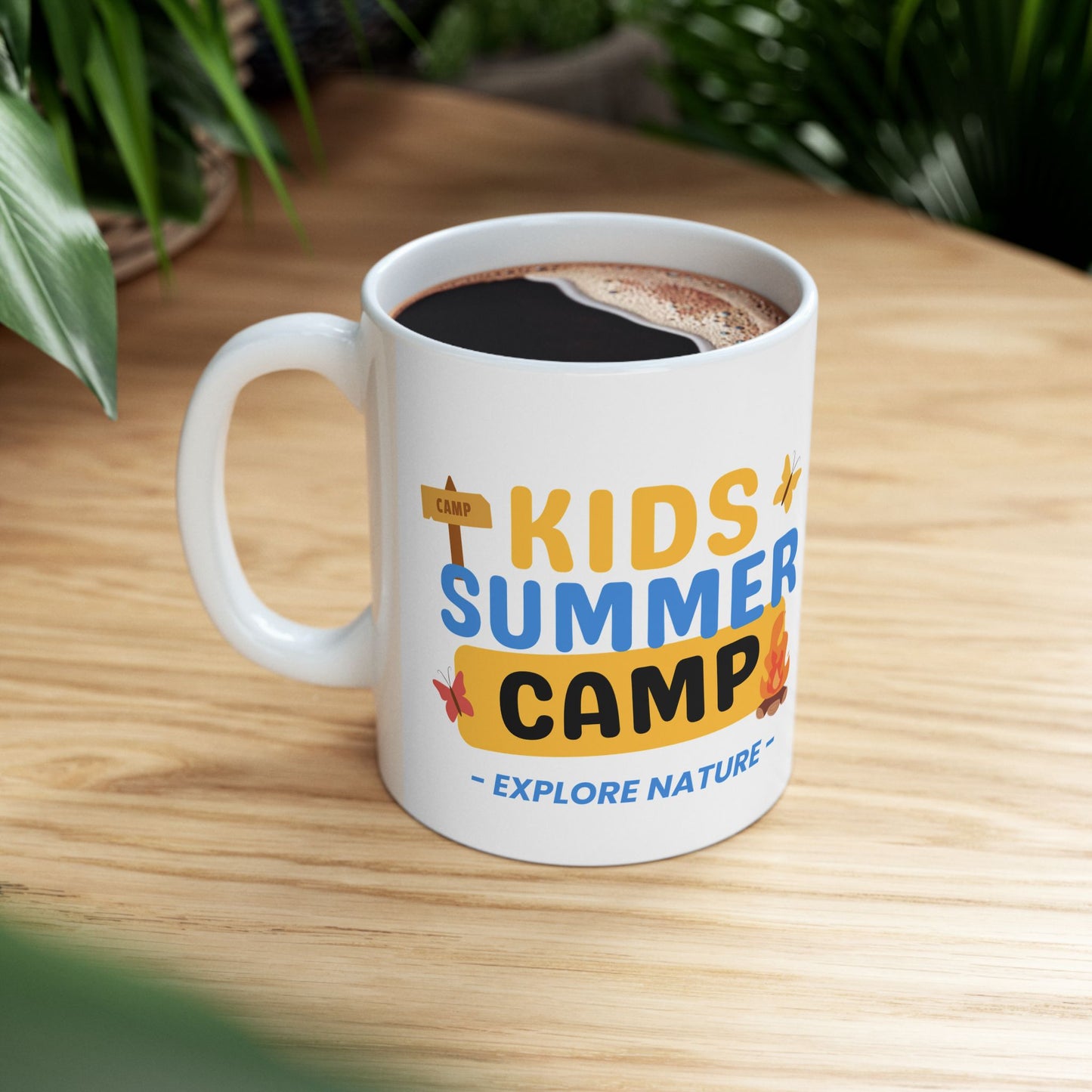 Kids Summer Camp Ceramic Mug - Adventure Awaits, Fun Gift for Campers, Nature Lovers, Camping Enthusiasts, Outdoor Activities