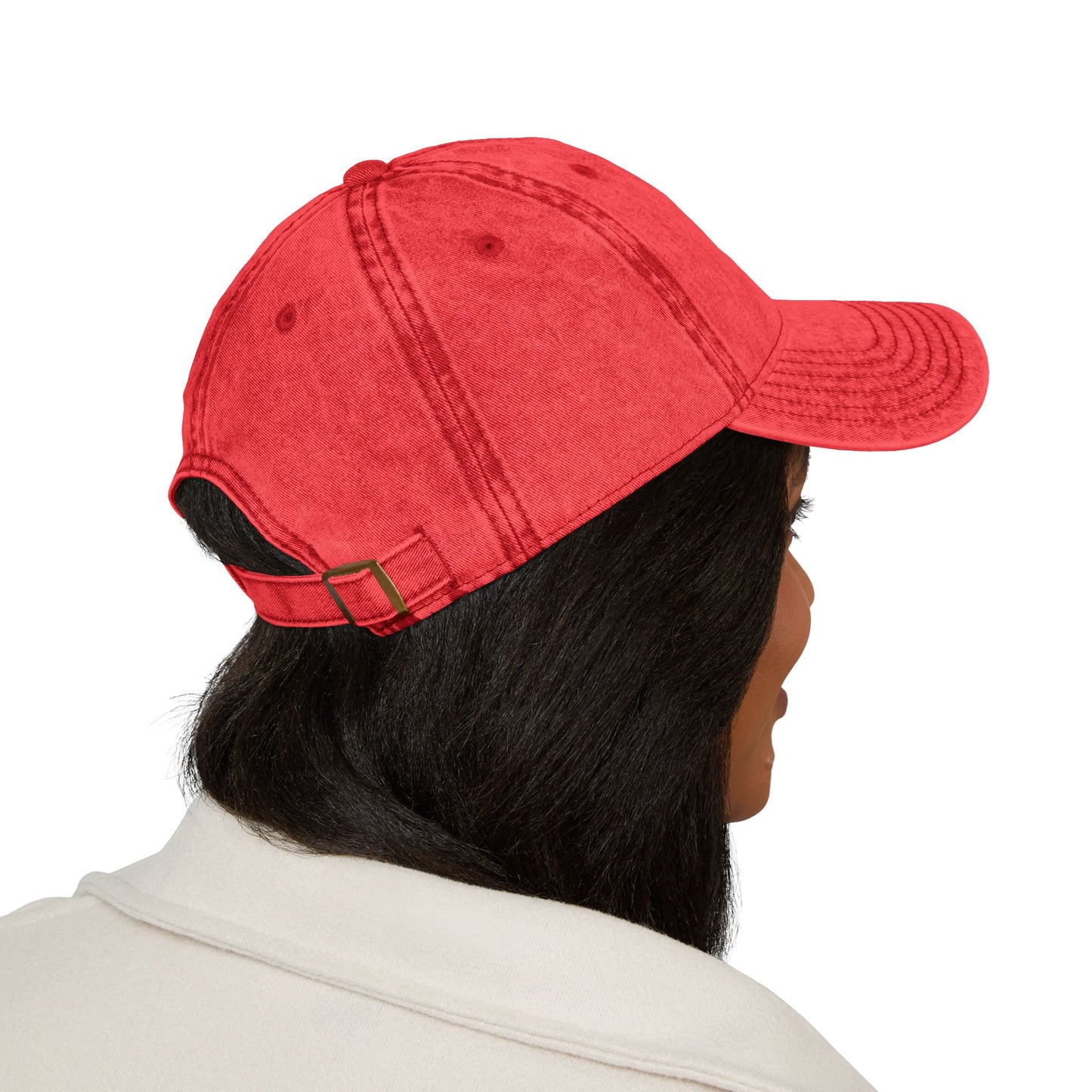 Vintage Embroidered Baseball Cap - Distressed Red with 'SUPREME' Logo Patch
