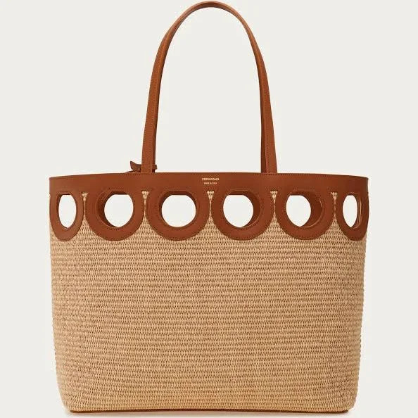 Frame Raffia Tote Bag