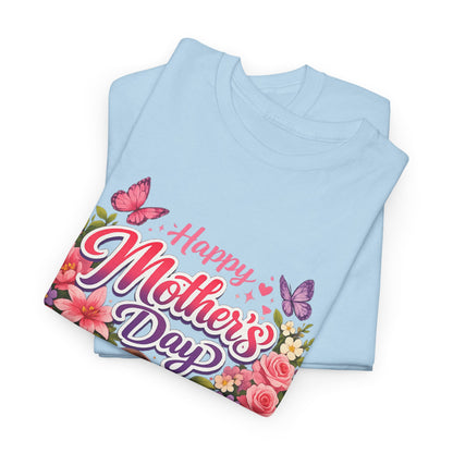 Mother's Day T-Shirt - "Happy Mother's Day" Floral Heart Design