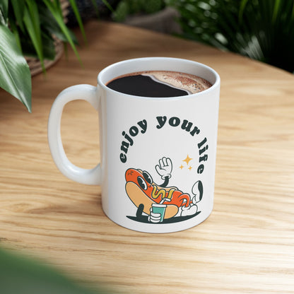 Enjoy Life Ceramic Mug | Whimsical Coffee Cup | Fun Gift for Friends | Motivational Drinkware | Cute Home Decor