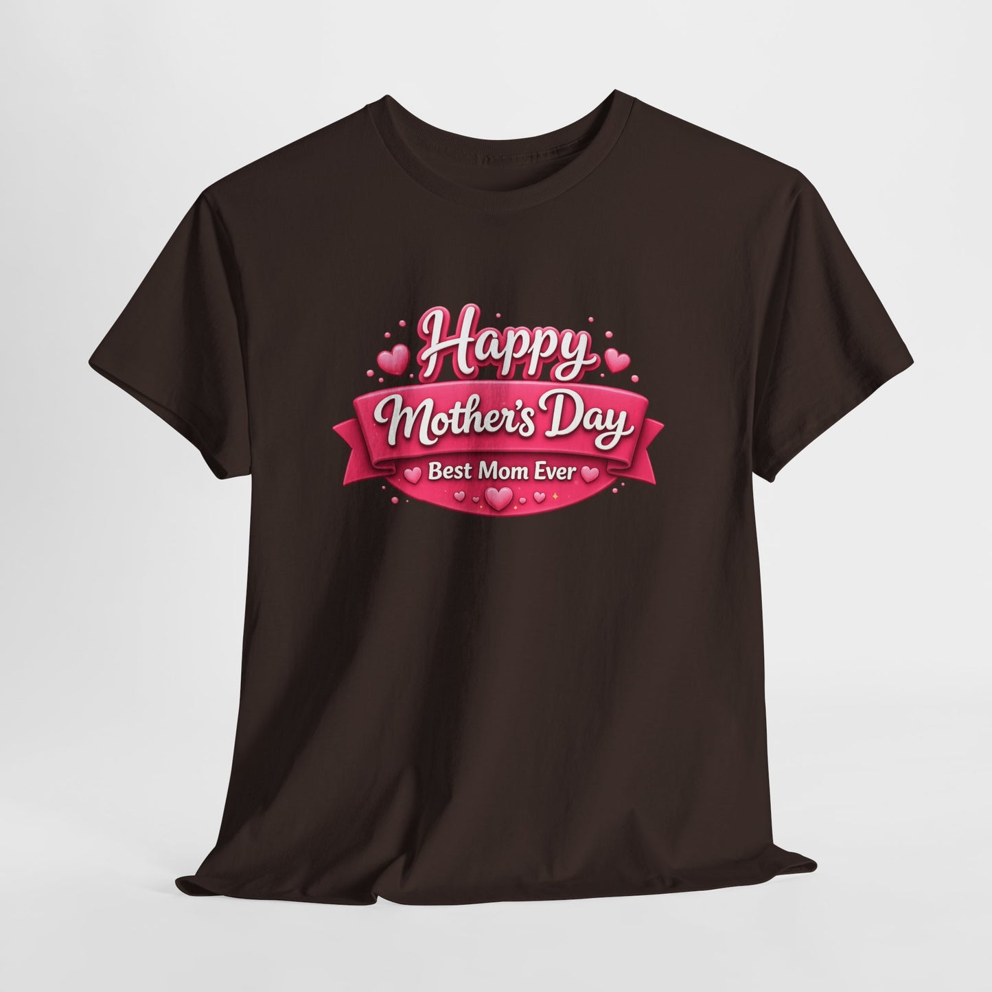 Mother's Day T-Shirt - "Happy Mother's Day Best Mom Ever" Pink Ribbon Design