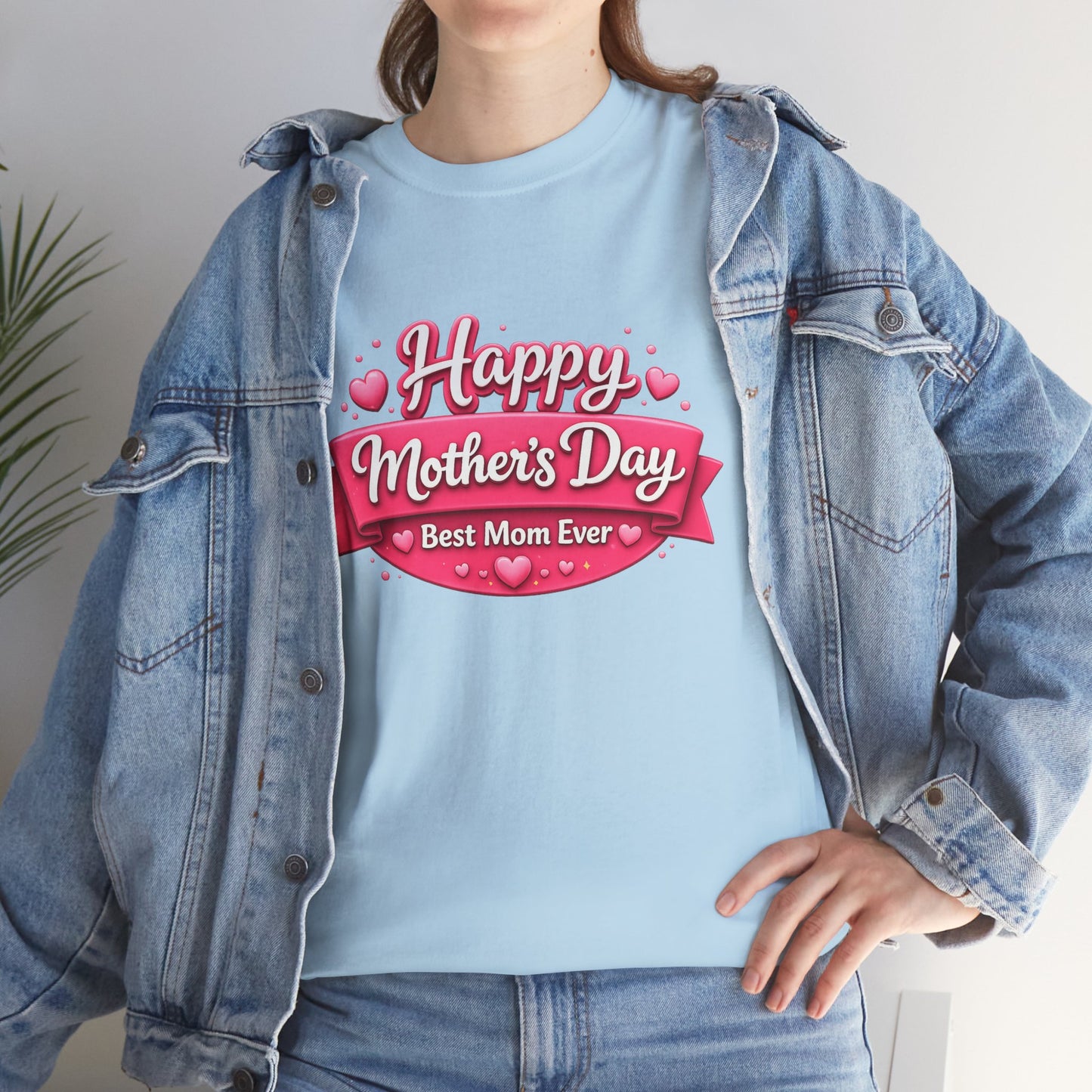 Mother's Day T-Shirt - "Happy Mother's Day Best Mom Ever" Pink Ribbon Design
