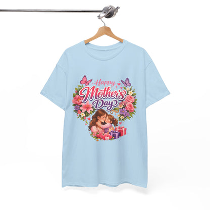 Mother's Day T-Shirt - "Happy Mother's Day" Floral Heart Design