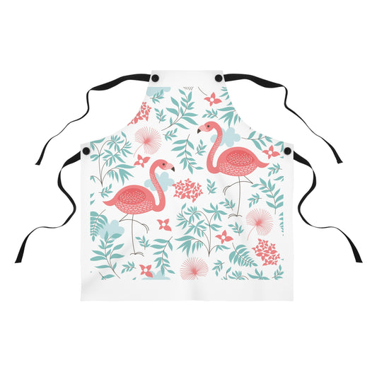 Flamingo Floral Apron — Tropical Pink Flamingo Kitchen Apron