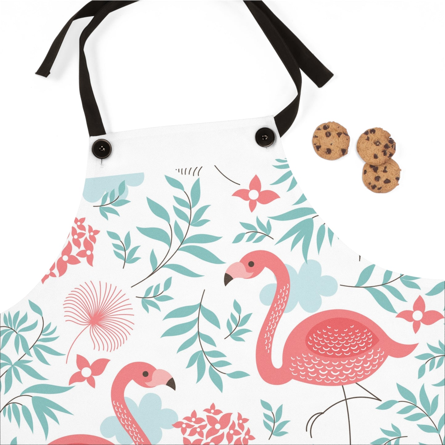 Flamingo Floral Apron — Tropical Pink Flamingo Kitchen Apron