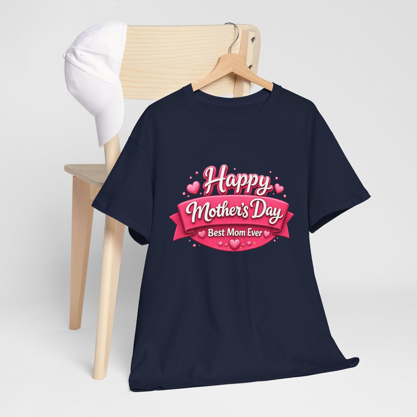 Mother's Day T-Shirt - "Happy Mother's Day Best Mom Ever" Pink Ribbon Design