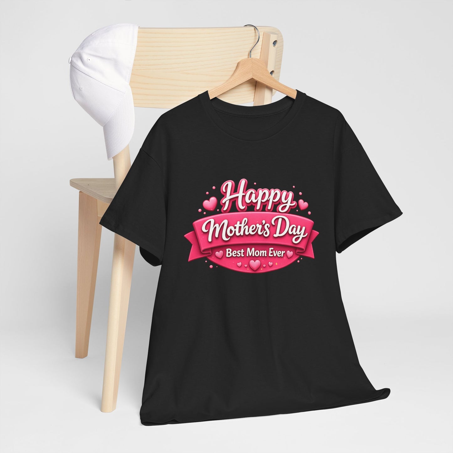 Mother's Day T-Shirt - "Happy Mother's Day Best Mom Ever" Pink Ribbon Design