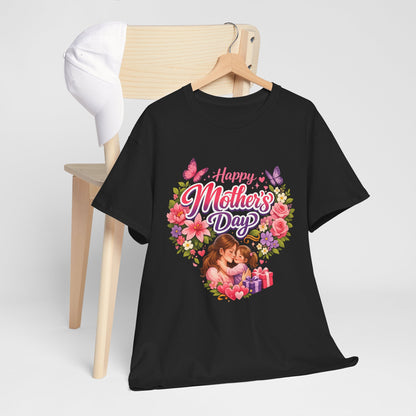 Mother's Day T-Shirt - "Happy Mother's Day" Floral Heart Design
