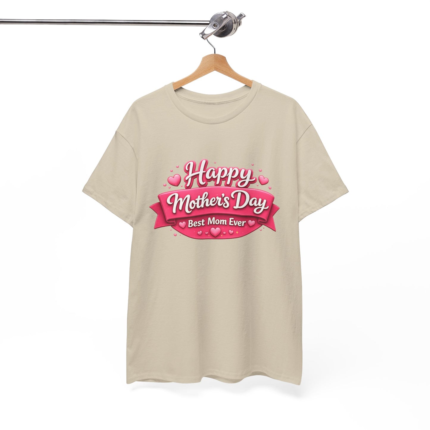 Mother's Day T-Shirt - "Happy Mother's Day Best Mom Ever" Pink Ribbon Design