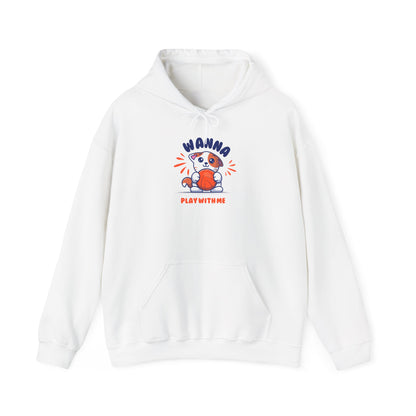 Bear "Wanna Play With Me" Hoodie — Cute Cartoon Plush Toy Graphic Sweatshirt
