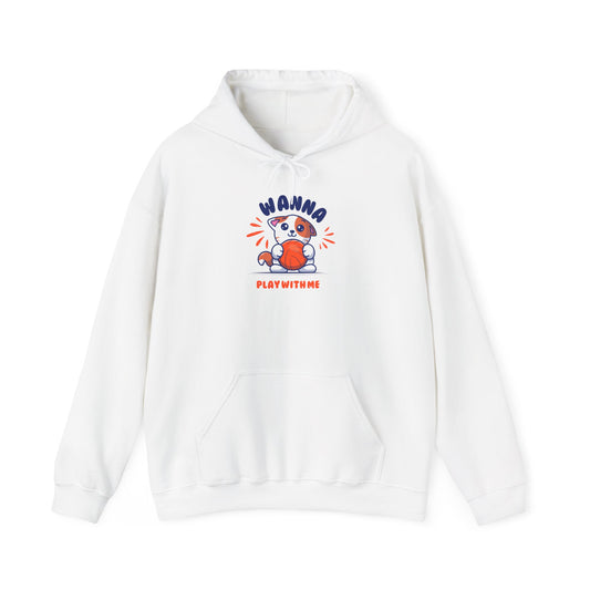 Bear "Wanna Play With Me" Hoodie — Cute Cartoon Plush Toy Graphic Sweatshirt