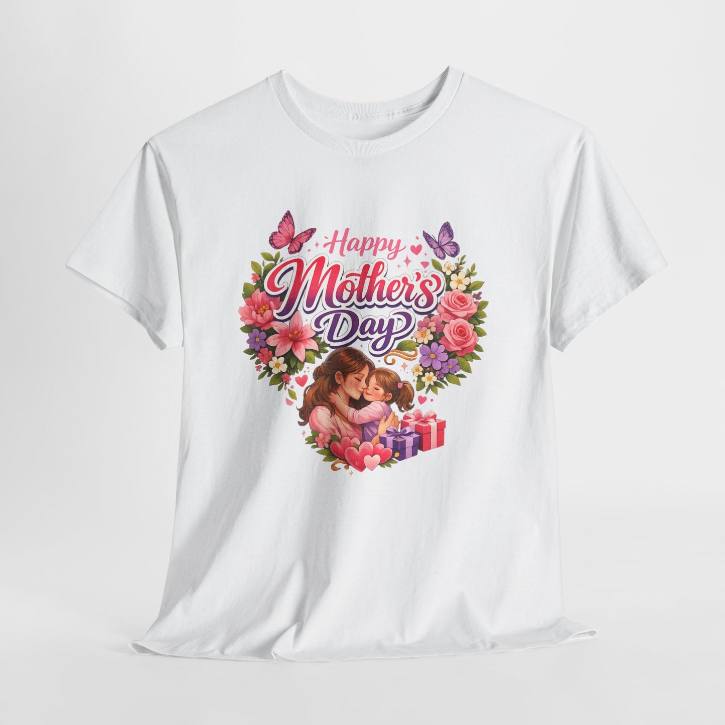 Mother's Day T-Shirt - "Happy Mother's Day" Floral Heart Design