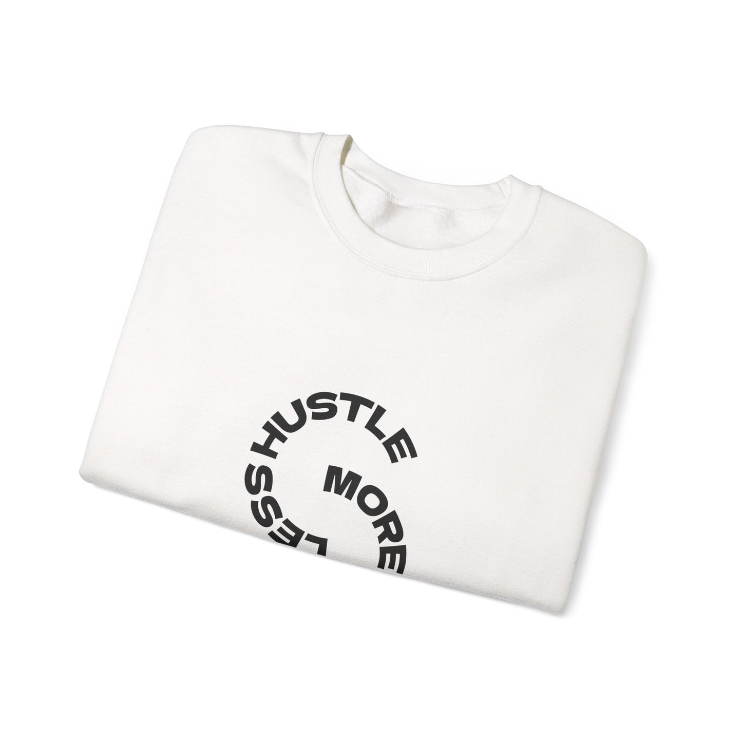 Crewneck Sweatshirt — "More Coffee Less Hustle" Minimal Circle Graphic