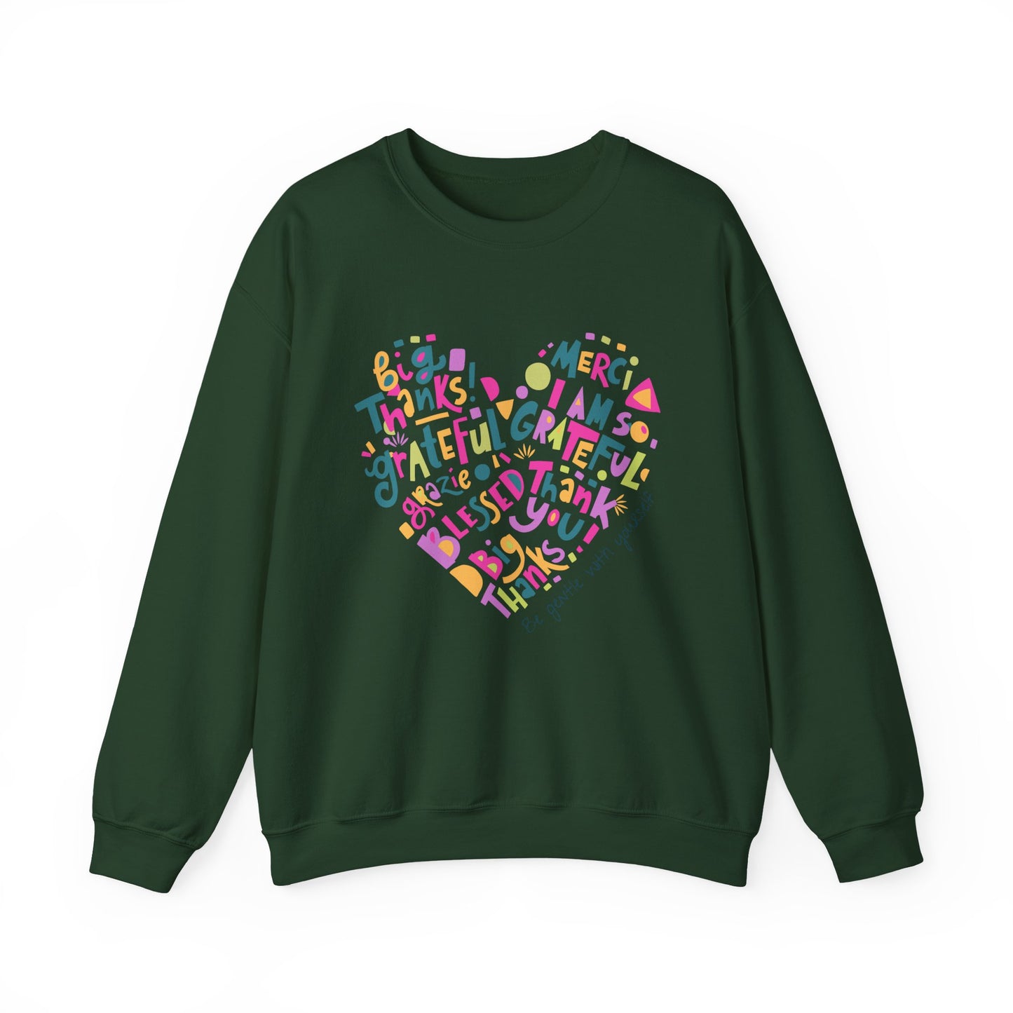 Heartfelt Gratitude Crewneck Sweatshirt, Cozy Gift, Unisex Apparel, Thankful Design, Thanksgiving, Casual Comfort, Year-Round Wear