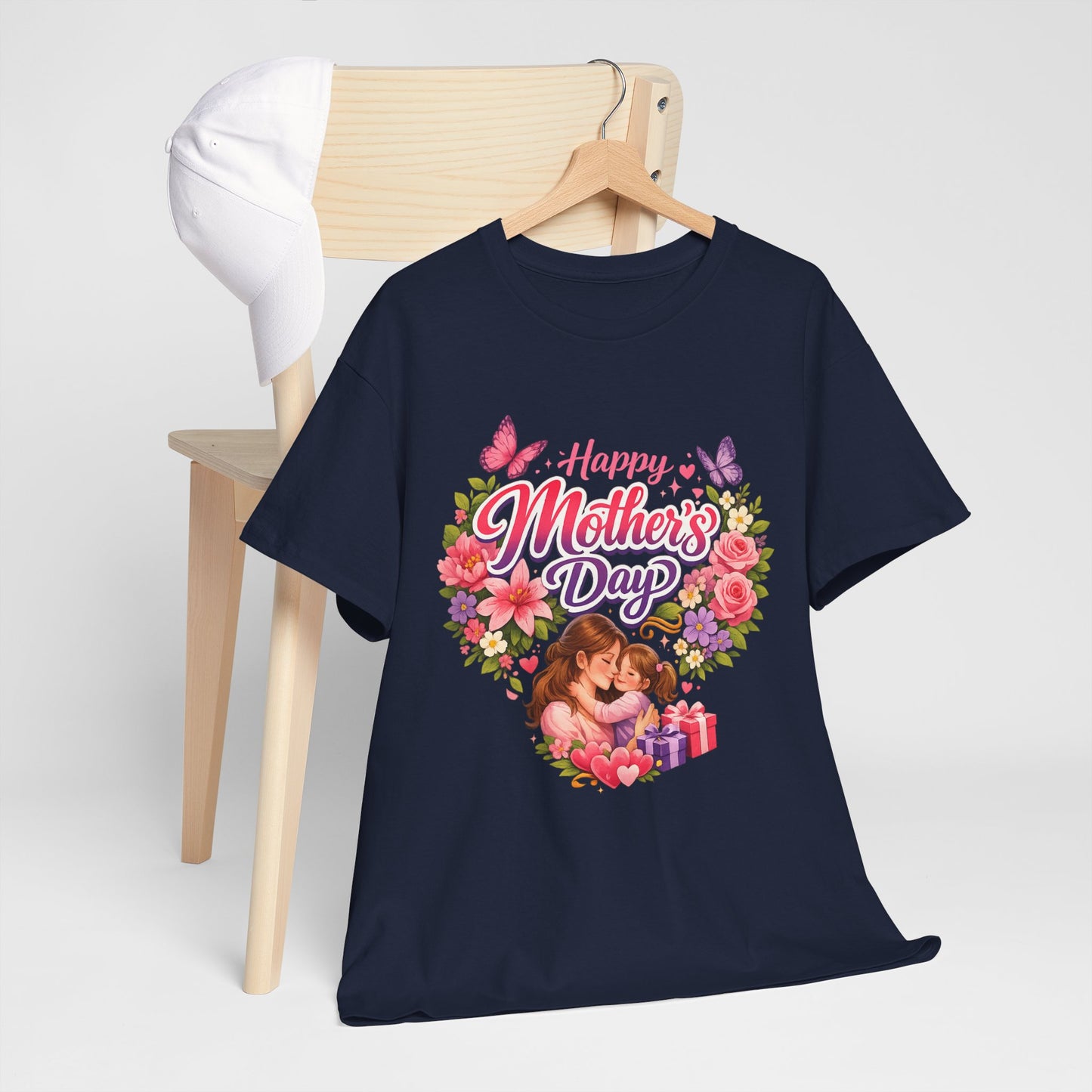 Mother's Day T-Shirt - "Happy Mother's Day" Floral Heart Design