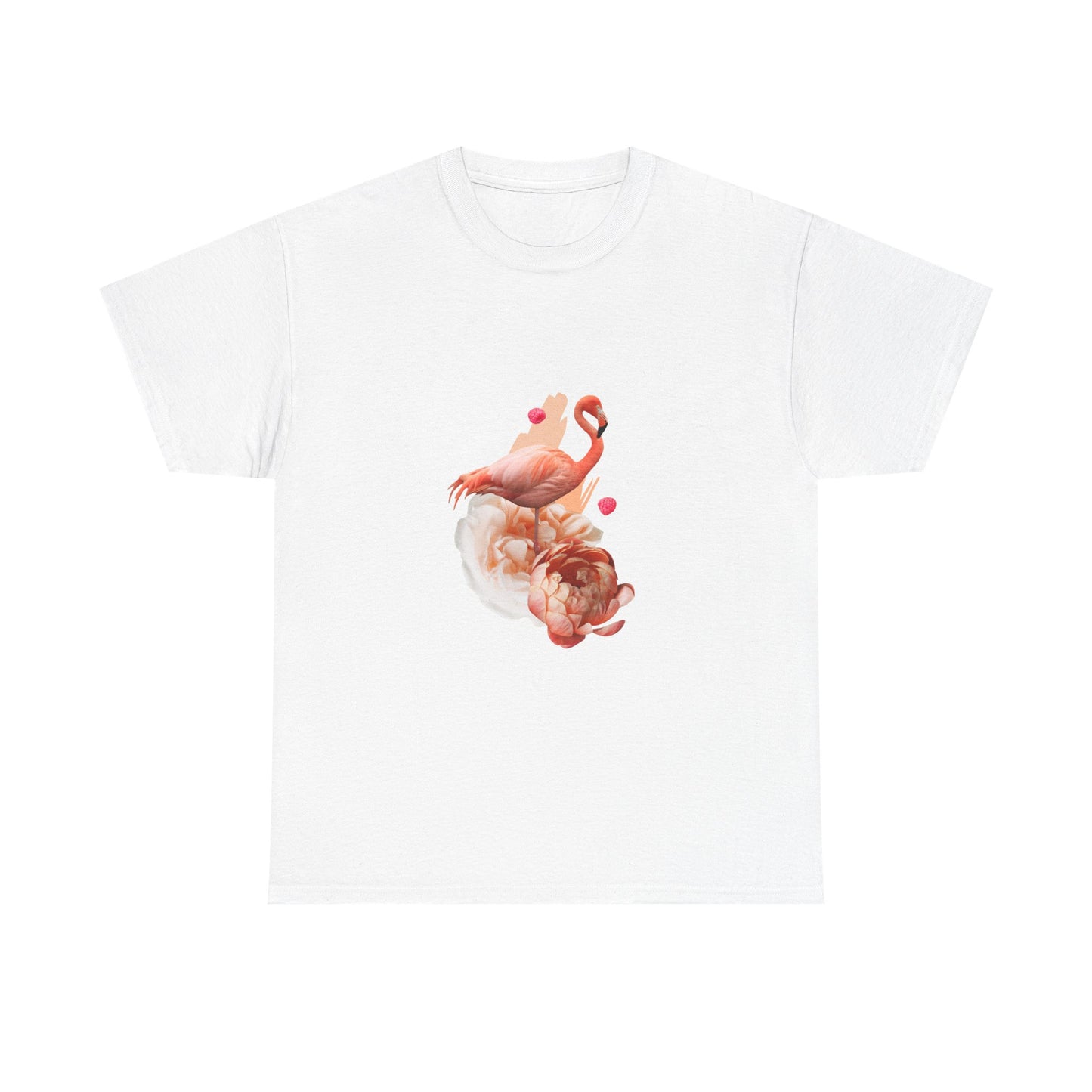 Flamingo & Roses Floral Tee — Romantic Pink Bird Graphic T-Shirt