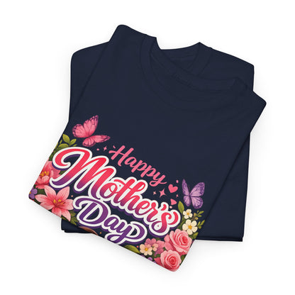 Mother's Day T-Shirt - "Happy Mother's Day" Floral Heart Design