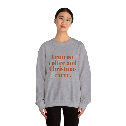 I Run on Coffee and Christmas Cheer Sweatshirt, Holiday Gift, Cozy Crewneck, Unisex Christmas Apparel, Winter Fashion, Warm Layer