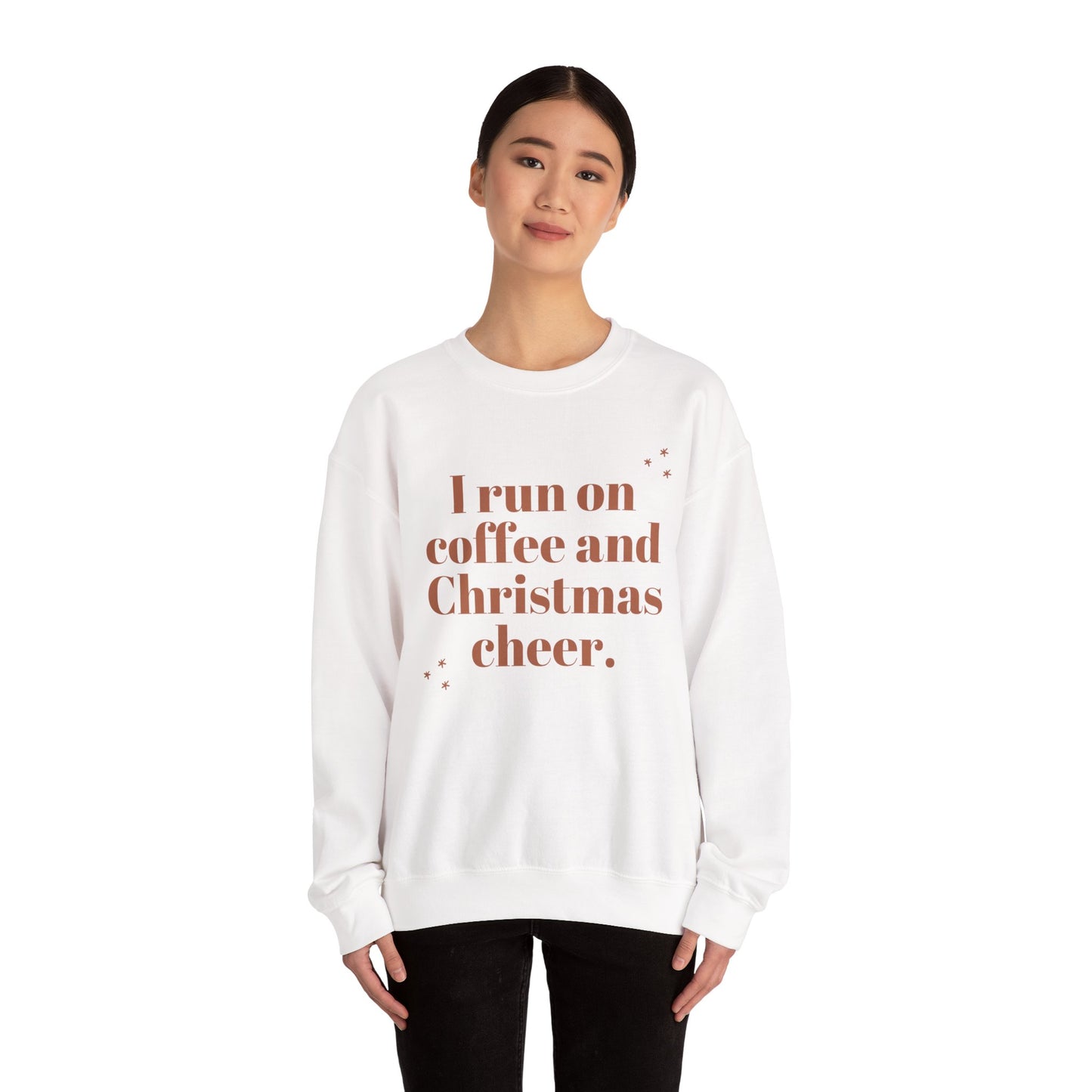 I Run on Coffee and Christmas Cheer Sweatshirt, Holiday Gift, Cozy Crewneck, Unisex Christmas Apparel, Winter Fashion, Warm Layer