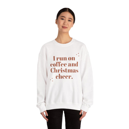 I Run on Coffee and Christmas Cheer Sweatshirt, Holiday Gift, Cozy Crewneck, Unisex Christmas Apparel, Winter Fashion, Warm Layer