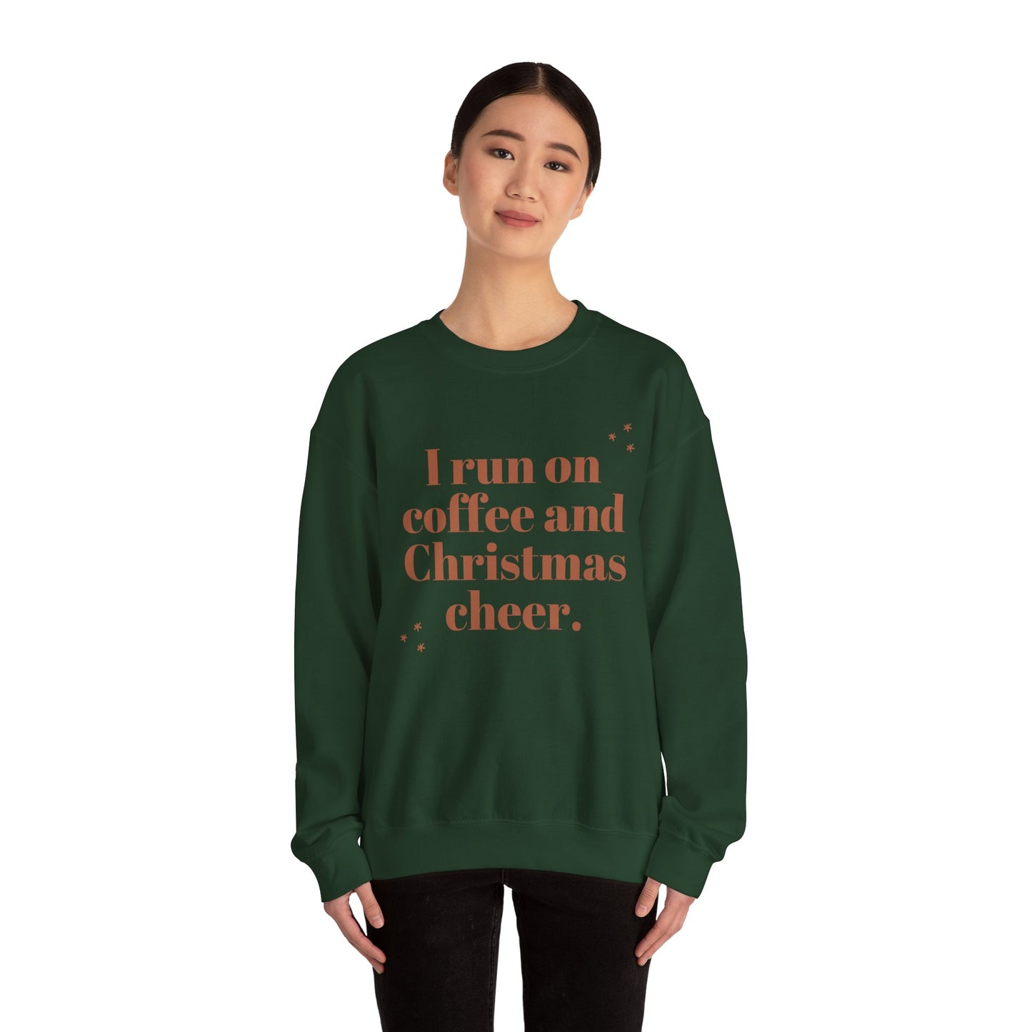 I Run on Coffee and Christmas Cheer Sweatshirt, Holiday Gift, Cozy Crewneck, Unisex Christmas Apparel, Winter Fashion, Warm Layer