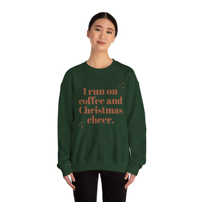 I Run on Coffee and Christmas Cheer Sweatshirt, Holiday Gift, Cozy Crewneck, Unisex Christmas Apparel, Winter Fashion, Warm Layer