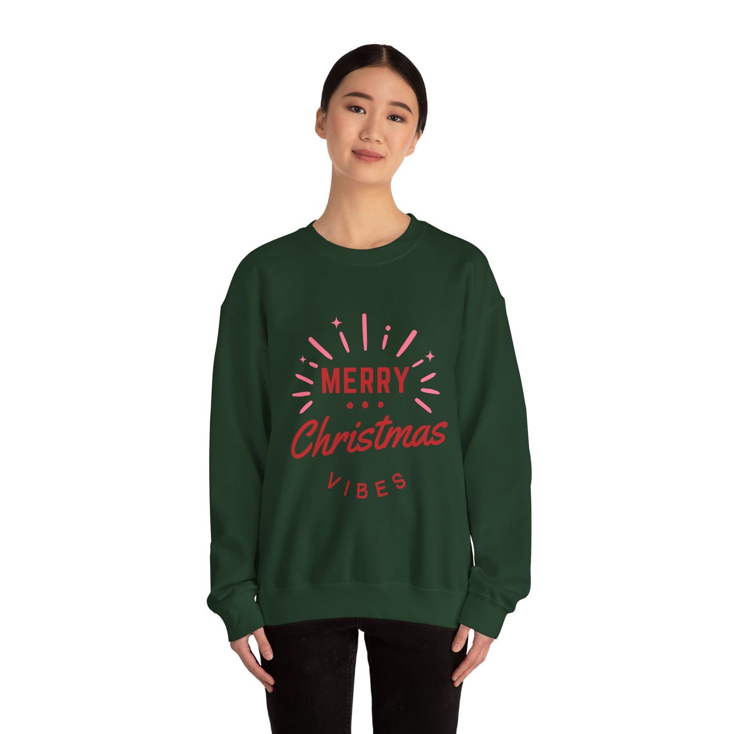 Merry Christmas Vibes Crewneck Sweatshirt | Cozy Holiday Wear, Unisex Winter Apparel, Christmas Gifts, Seasonal Fashion, Festive Sweatshirt