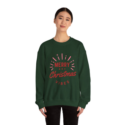 Merry Christmas Vibes Crewneck Sweatshirt | Cozy Holiday Wear, Unisex Winter Apparel, Christmas Gifts, Seasonal Fashion, Festive Sweatshirt