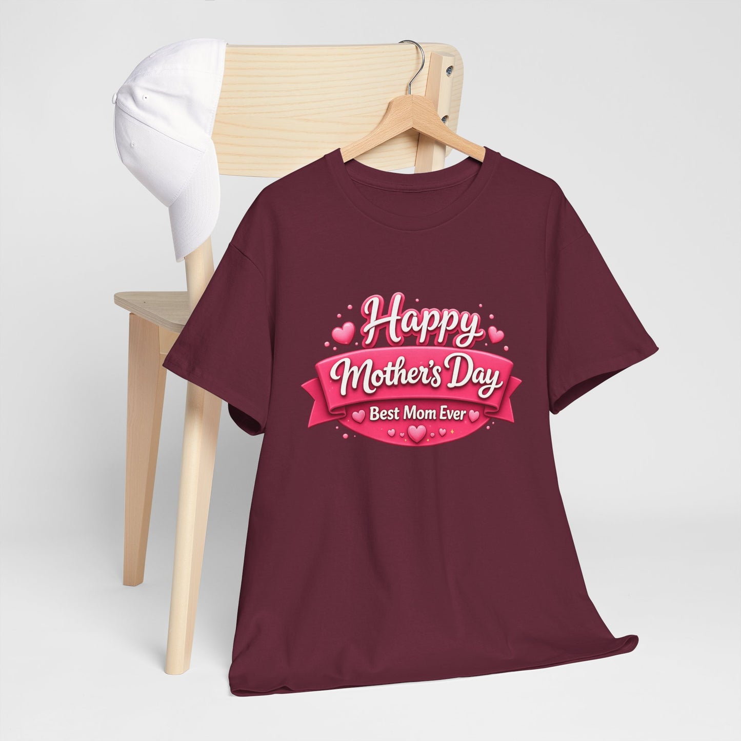 Mother's Day T-Shirt - "Happy Mother's Day Best Mom Ever" Pink Ribbon Design