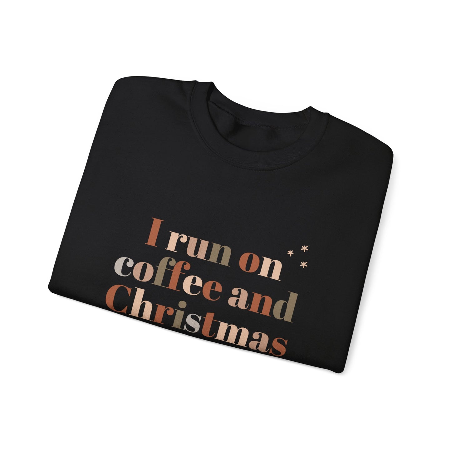 I Run on Coffee and Christmas Cheer Sweatshirt, Holiday Gift, Cozy Crewneck, Unisex Christmas Apparel, Winter Fashion, Warm Layer