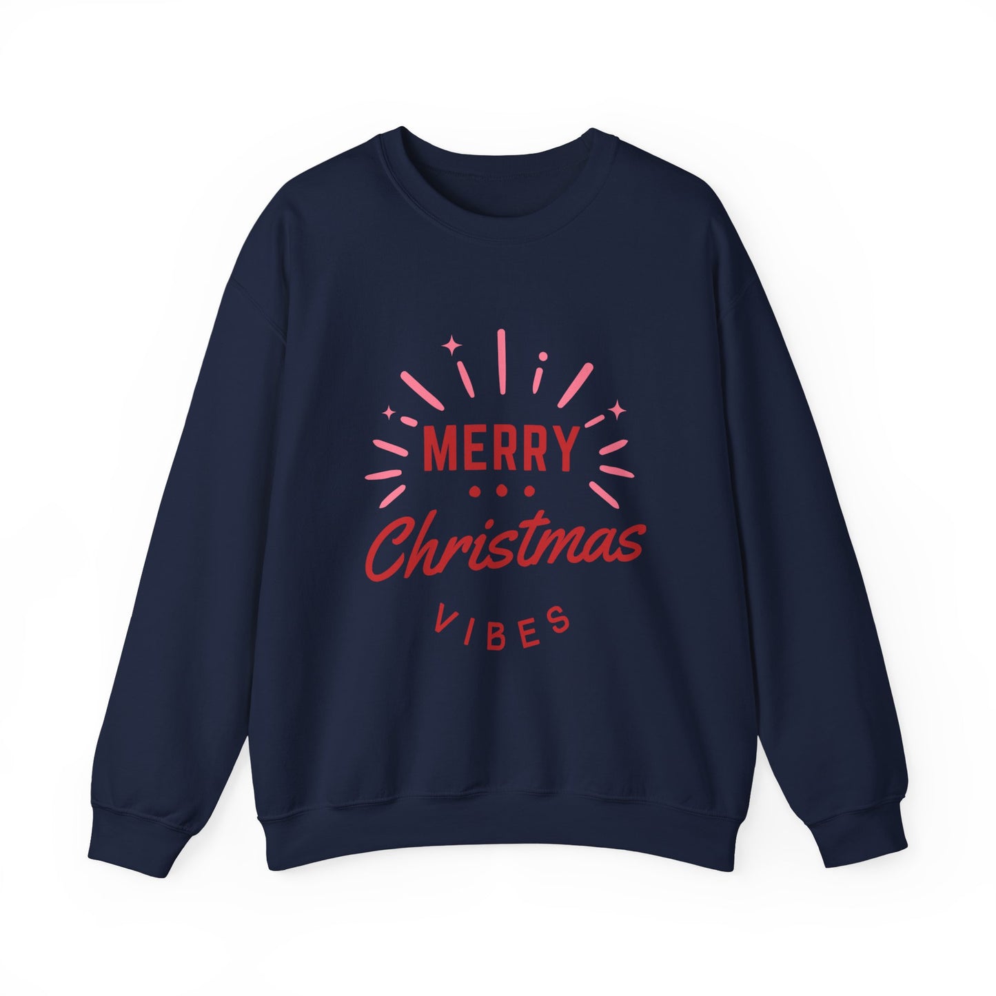Merry Christmas Vibes Crewneck Sweatshirt | Cozy Holiday Wear, Unisex Winter Apparel, Christmas Gifts, Seasonal Fashion, Festive Sweatshirt