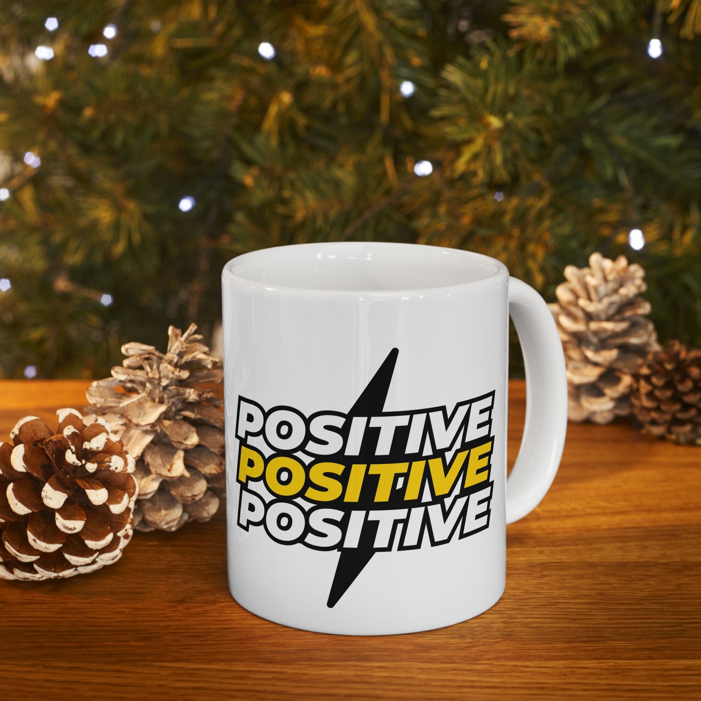 Positive Vibe Ceramic Mug, Motivational Coffee Cup, Gift for Friends, Inspirational Tea Mug, Cheerful Desk Decor, 11oz, 15oz