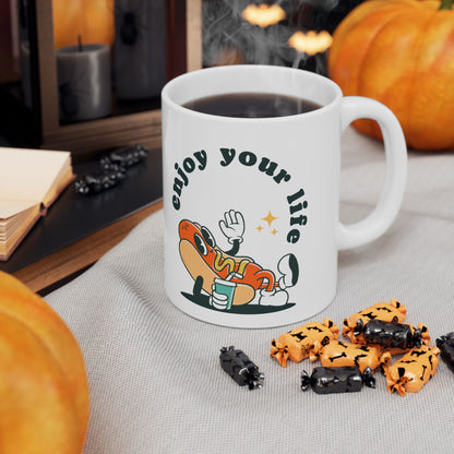 Enjoy Life Ceramic Mug | Whimsical Coffee Cup | Fun Gift for Friends | Motivational Drinkware | Cute Home Decor