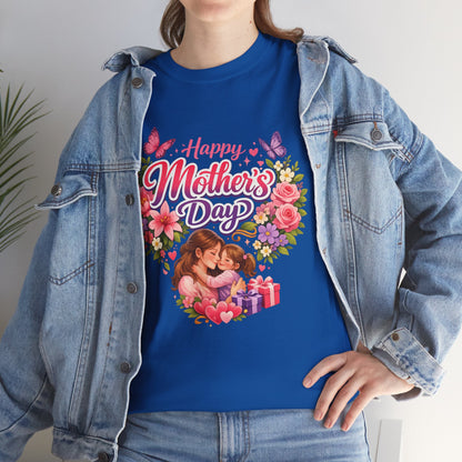 Mother's Day T-Shirt - "Happy Mother's Day" Floral Heart Design