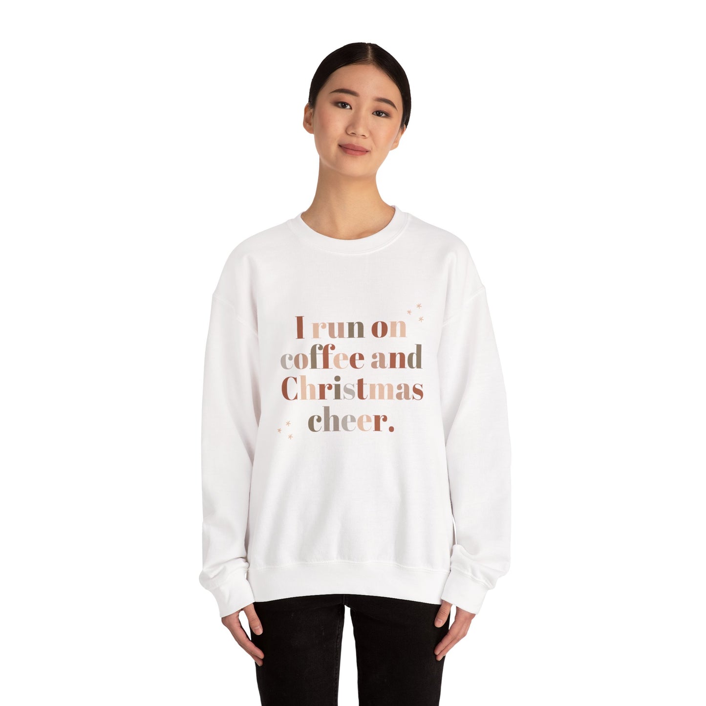 I Run on Coffee and Christmas Cheer Sweatshirt, Holiday Gift, Cozy Crewneck, Unisex Christmas Apparel, Winter Fashion, Warm Layer