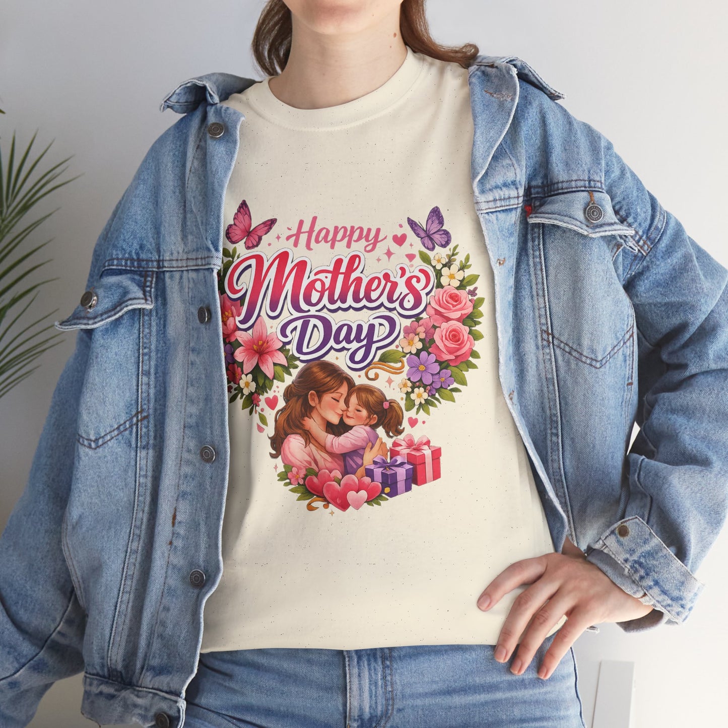 Mother's Day T-Shirt - "Happy Mother's Day" Floral Heart Design