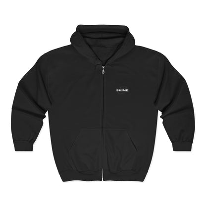 Black Full-Zip Hoodie with Small Chest Logo — Minimal Streetwear Zip-Up