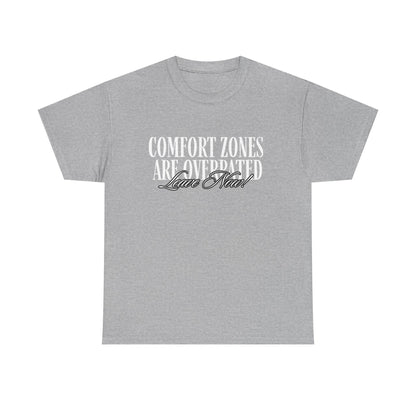 Comfort Zone Overrated Unisex Tee, Graphic Tee, Funny Shirt, Gift for Introvert, Leave Now Shirt, Minimalist Tee