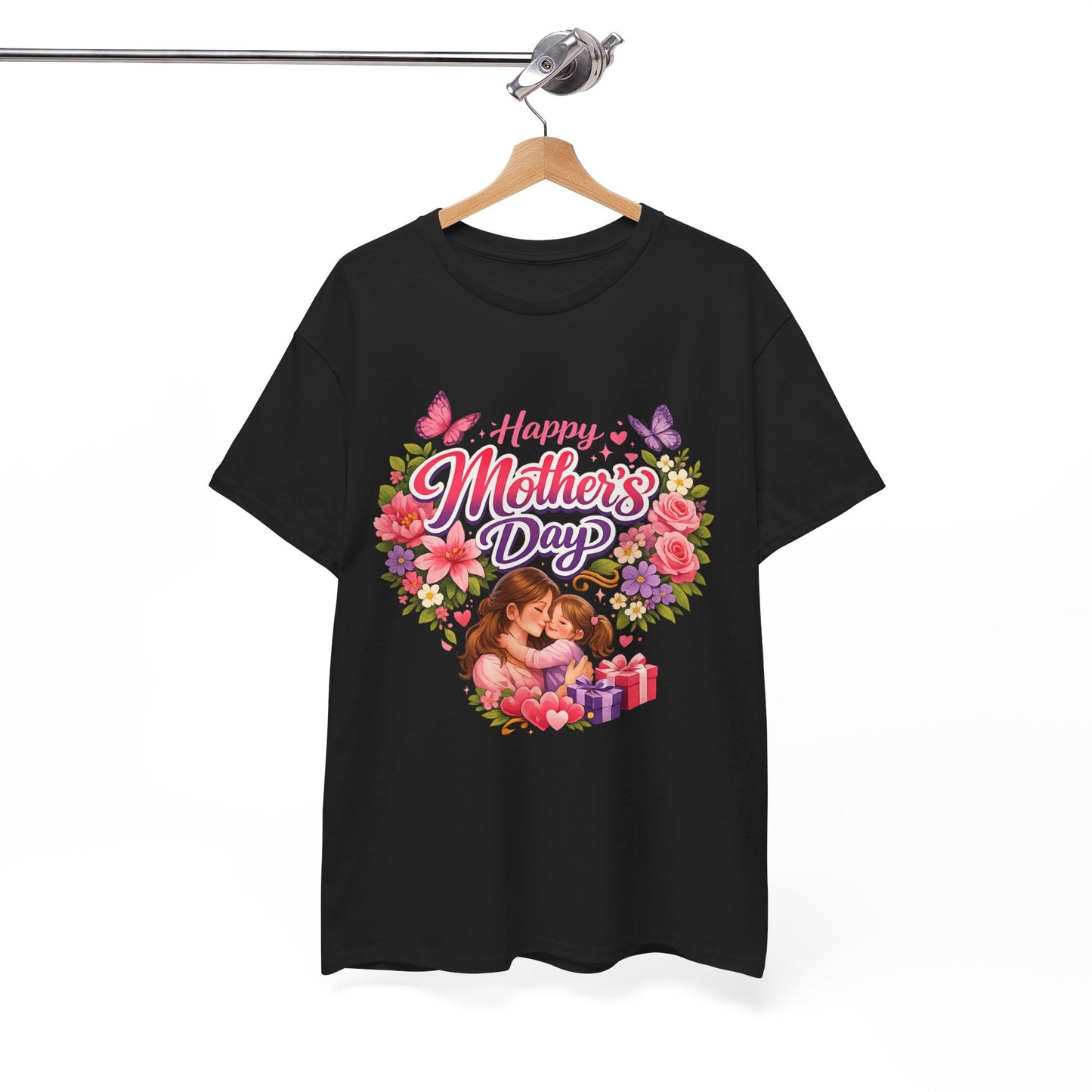 Mother's Day T-Shirt - "Happy Mother's Day" Floral Heart Design