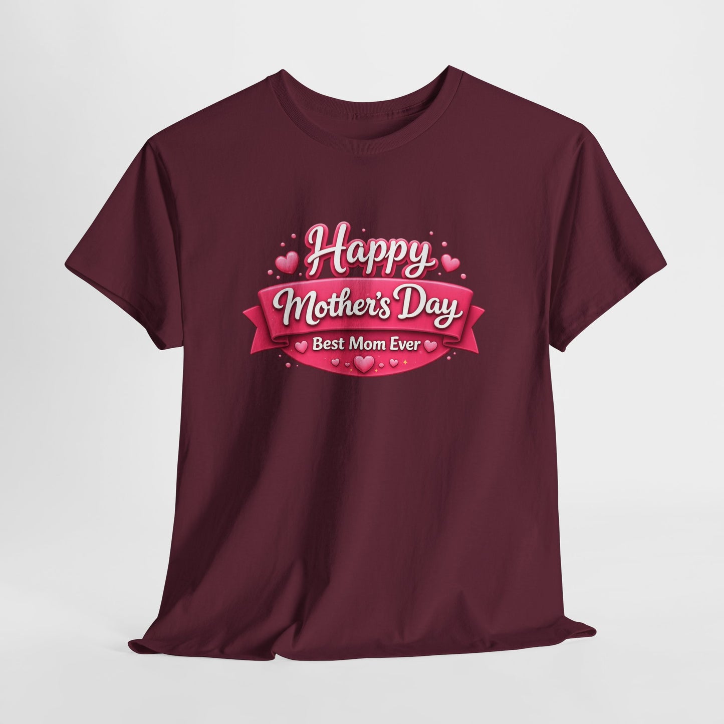 Mother's Day T-Shirt - "Happy Mother's Day Best Mom Ever" Pink Ribbon Design