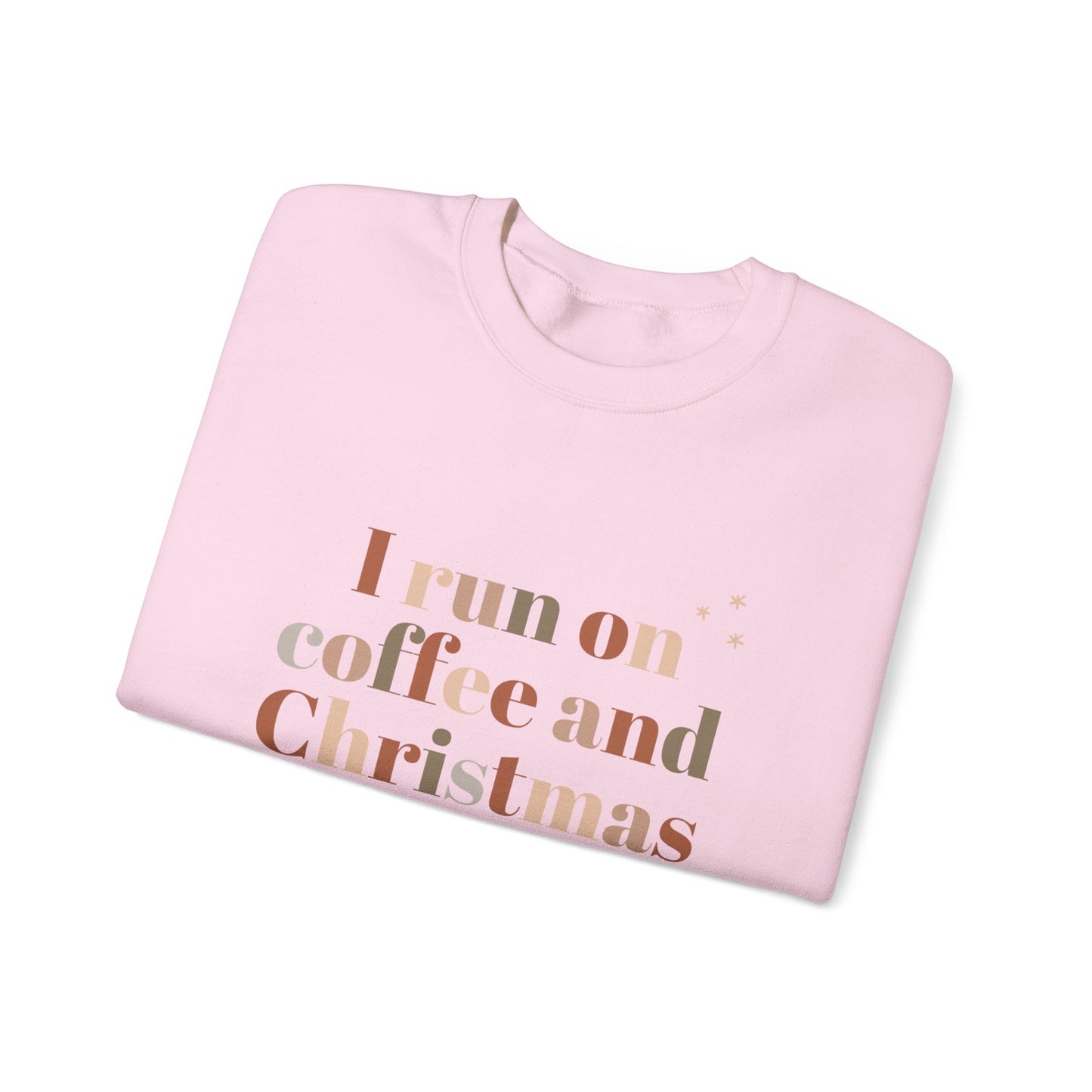 I Run on Coffee and Christmas Cheer Sweatshirt, Holiday Gift, Cozy Crewneck, Unisex Christmas Apparel, Winter Fashion, Warm Layer