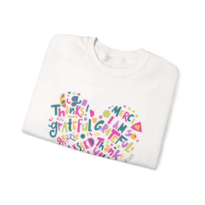 Heartfelt Gratitude Crewneck Sweatshirt, Cozy Gift, Unisex Apparel, Thankful Design, Thanksgiving, Casual Comfort, Year-Round Wear