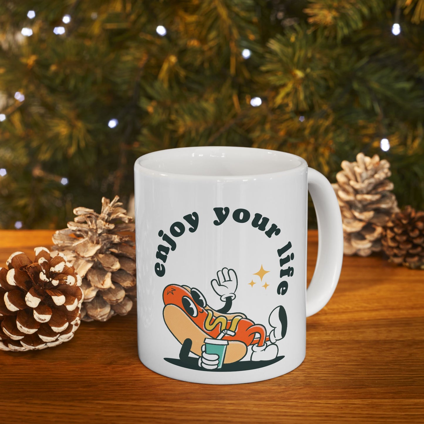 Enjoy Life Ceramic Mug | Whimsical Coffee Cup | Fun Gift for Friends | Motivational Drinkware | Cute Home Decor