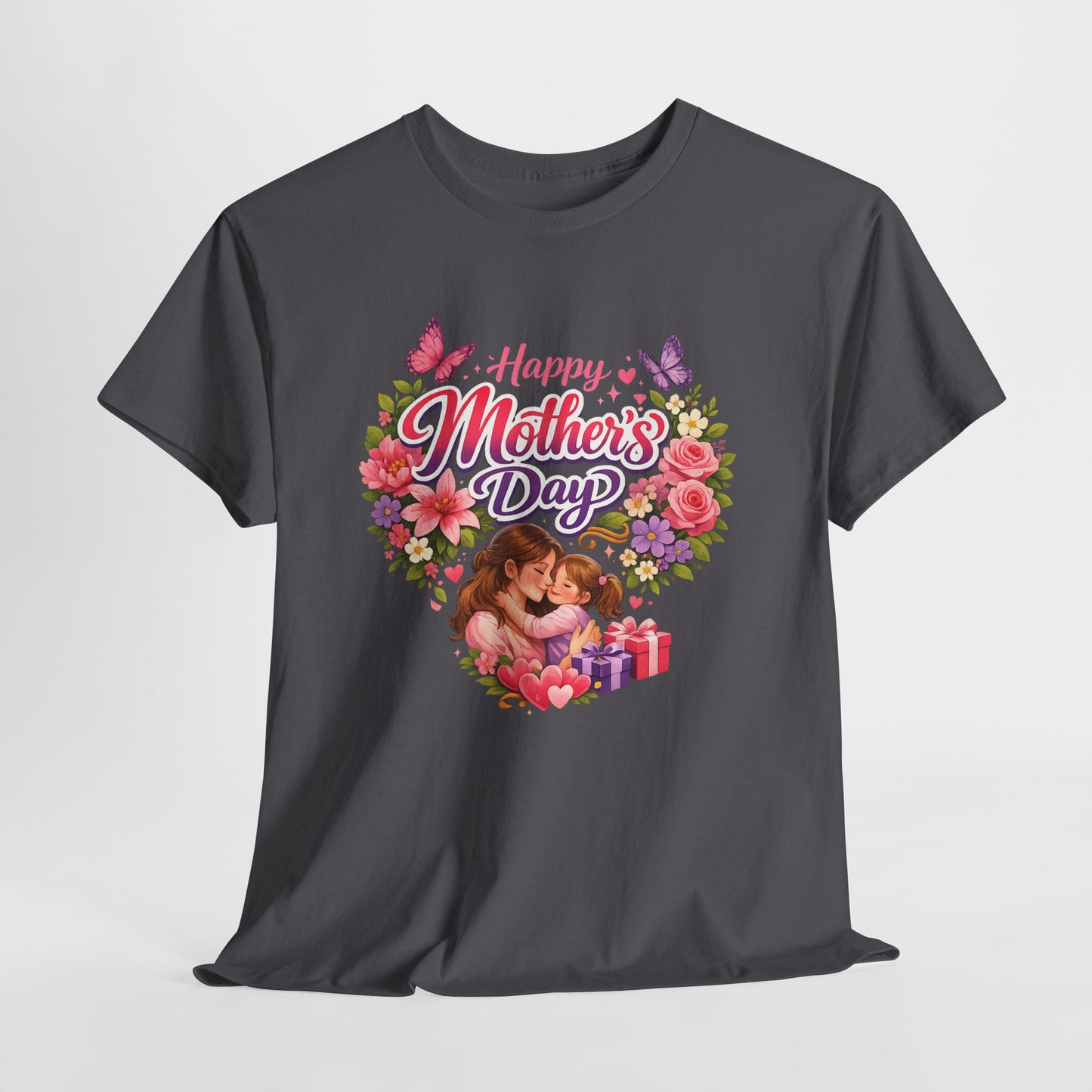 Mother's Day T-Shirt - "Happy Mother's Day" Floral Heart Design