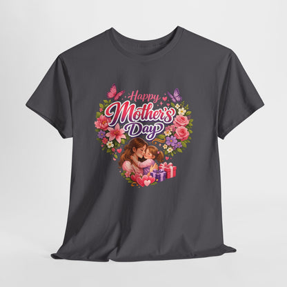 Mother's Day T-Shirt - "Happy Mother's Day" Floral Heart Design