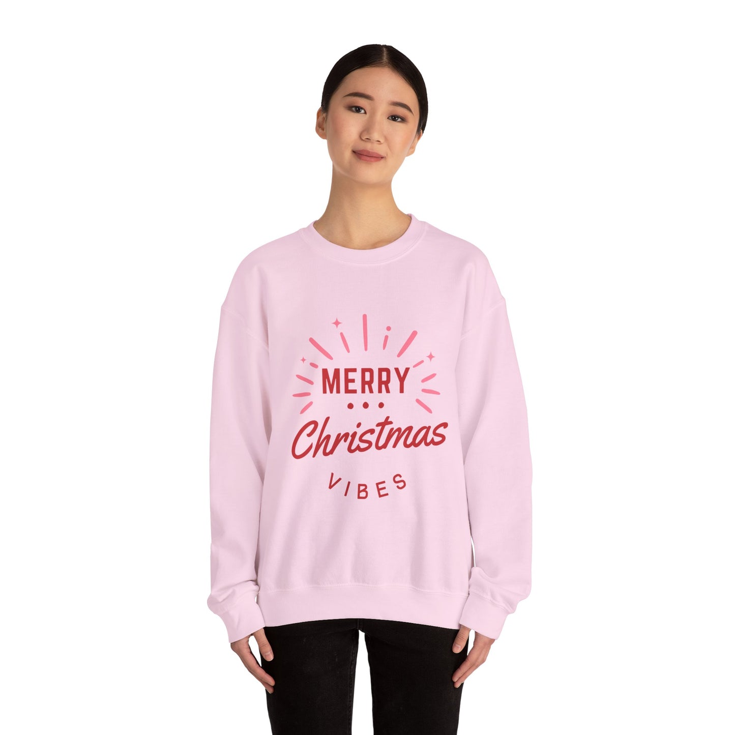 Merry Christmas Vibes Crewneck Sweatshirt | Cozy Holiday Wear, Unisex Winter Apparel, Christmas Gifts, Seasonal Fashion, Festive Sweatshirt