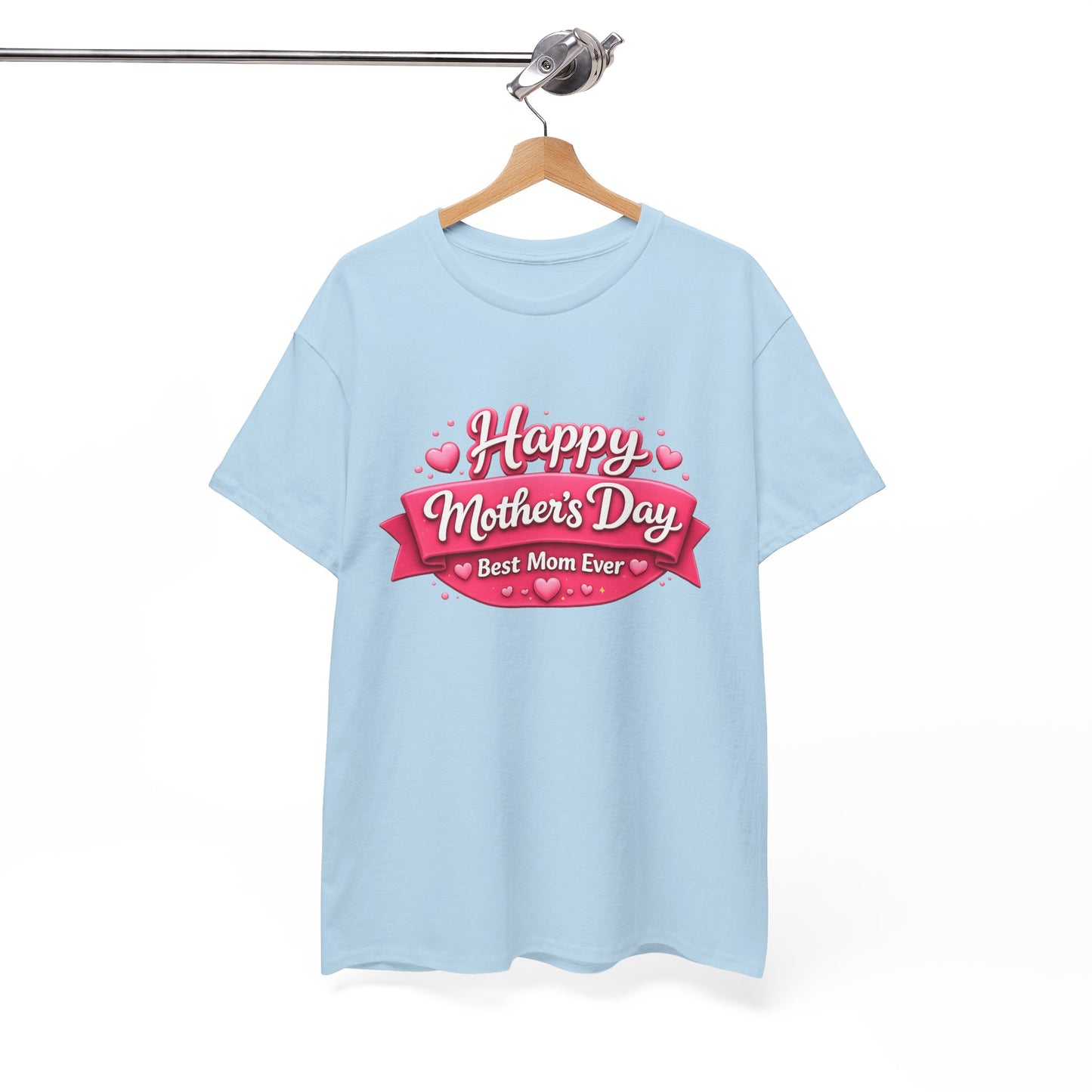 Mother's Day T-Shirt - "Happy Mother's Day Best Mom Ever" Pink Ribbon Design