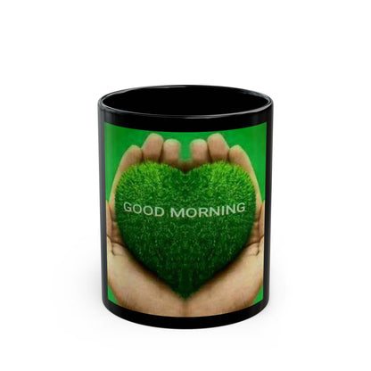 Good Morning Heart Mug — Black Ceramic Coffee Cup (11oz/15oz)