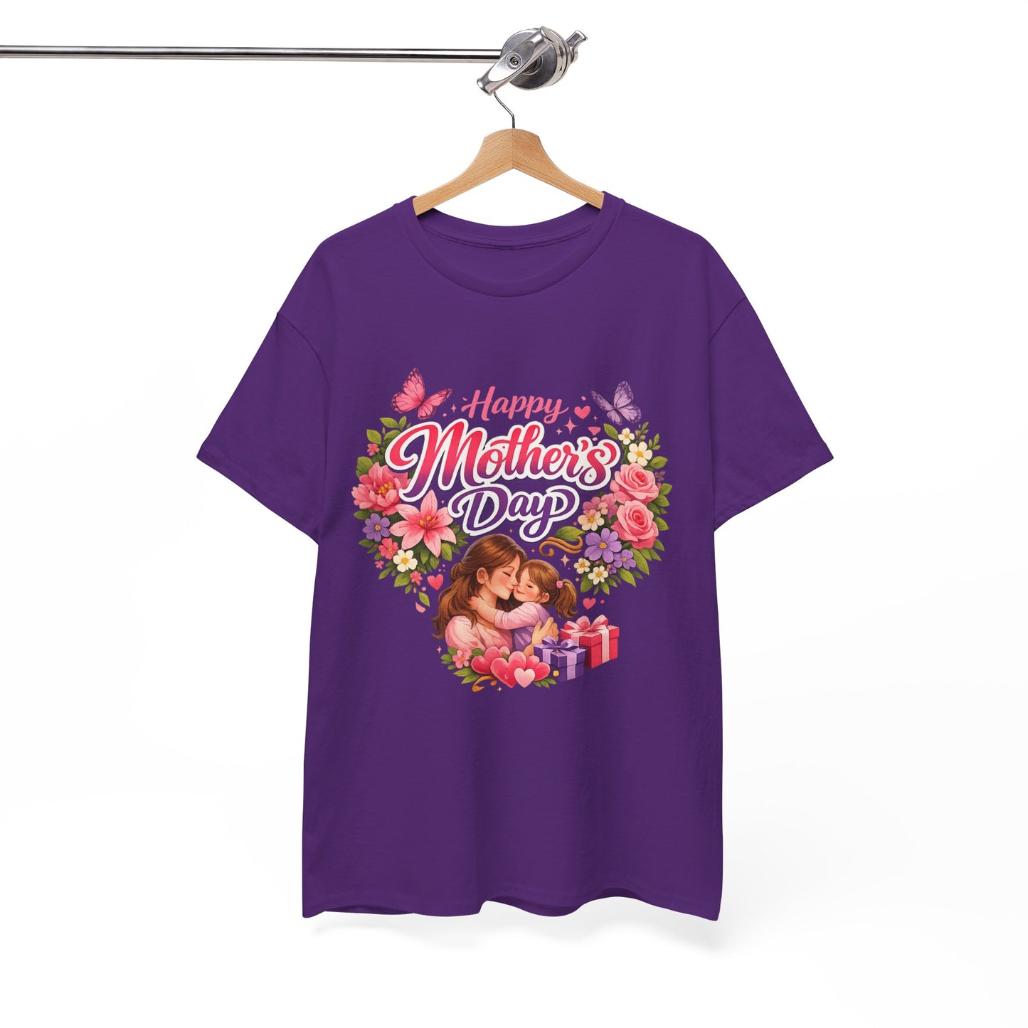 Mother's Day T-Shirt - "Happy Mother's Day" Floral Heart Design